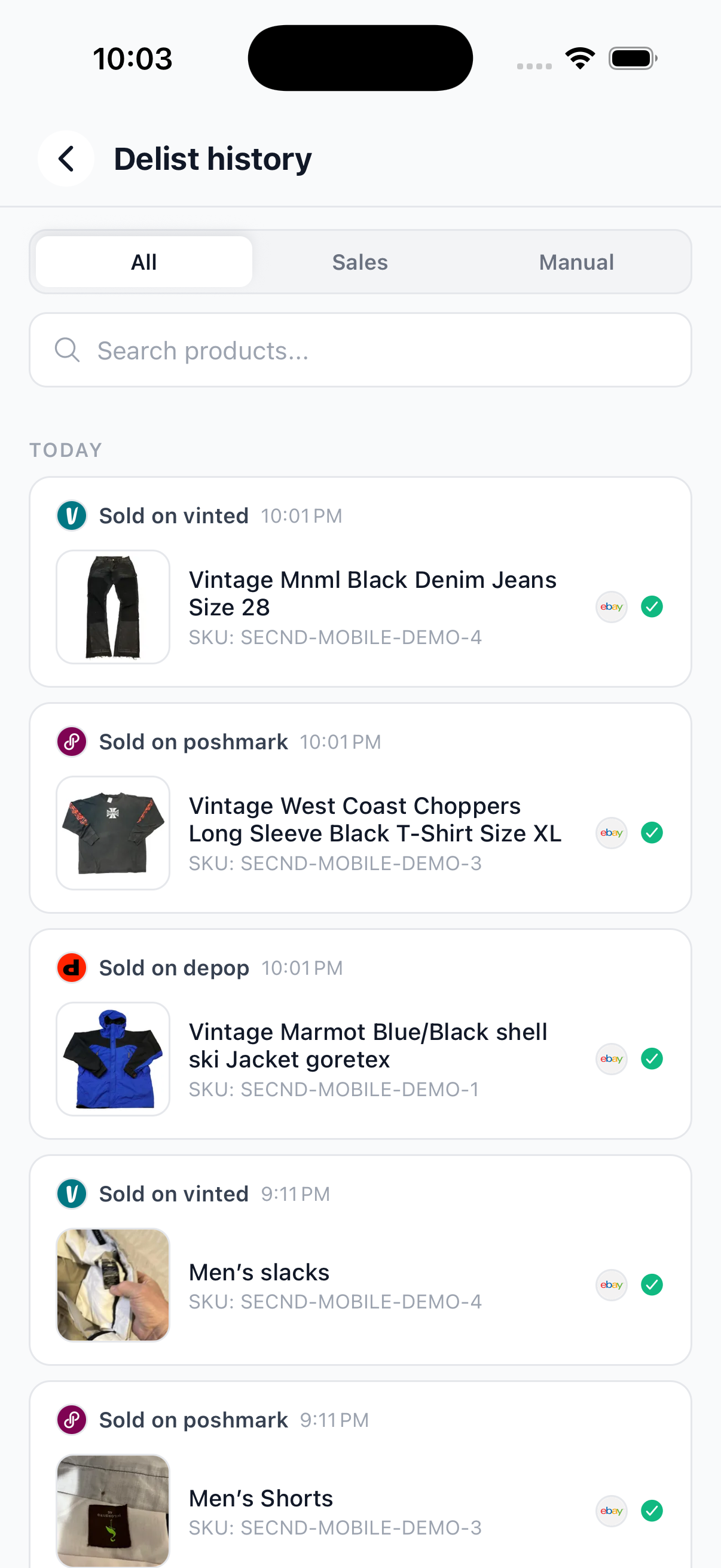 Delist history with sale-triggered and manual events